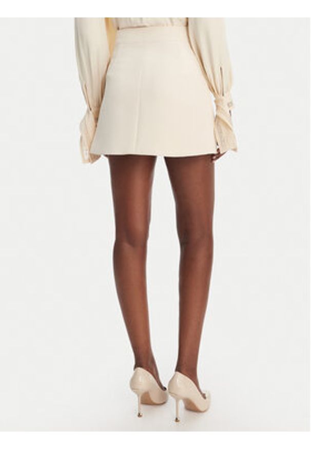 Elisabetta Franchi Spódnica mini GO-150-61E2-V200 Écru Regular Fit. Kolor: kremowy. Materiał: syntetyk