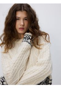 Reserved - Wełniany sweter - złamana biel. Materiał: wełna #1