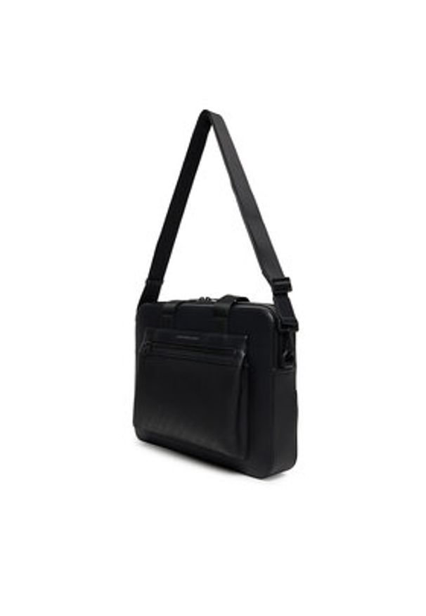 TOMMY HILFIGER - Tommy Hilfiger Torba na laptopa Th Monogram Computer Bag AM0AM13835 Czarny. Kolor: czarny. Materiał: skóra
