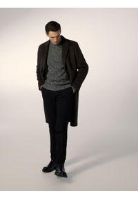 Reserved - Płaszcz z wełną - zielony. Kolor: zielony. Materiał: wełna #1