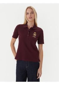 TOMMY HILFIGER - Tommy Hilfiger Polo Gold Crest WW0WW47315 Bordowy Regular Fit. Typ kołnierza: polo. Kolor: czerwony. Materiał: bawełna