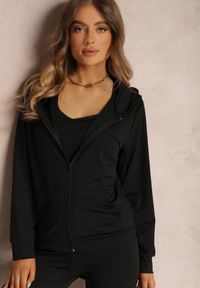 Renee - Czarny Komplet Dresowy 3-częściowy z Legginsami Bluzą i Topem Heri. Kolekcja: plus size. Kolor: czarny. Materiał: dresówka #4