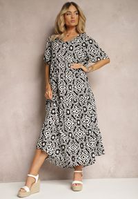 Renee - Czarna Casualowa Sukienka z Rozkloszowanym Fasonem Wilalila. Okazja: na co dzień. Kolor: czarny. Materiał: wiskoza. Długość rękawa: krótki rękaw. Styl: casual #3