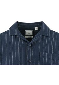 Letnia Koszula Weekendowa z Lnem - Brave Soul - Granat w Prążek. Okazja: na co dzień. Kolor: niebieski. Materiał: len, bawełna. Wzór: paski. Sezon: lato. Styl: casual #5
