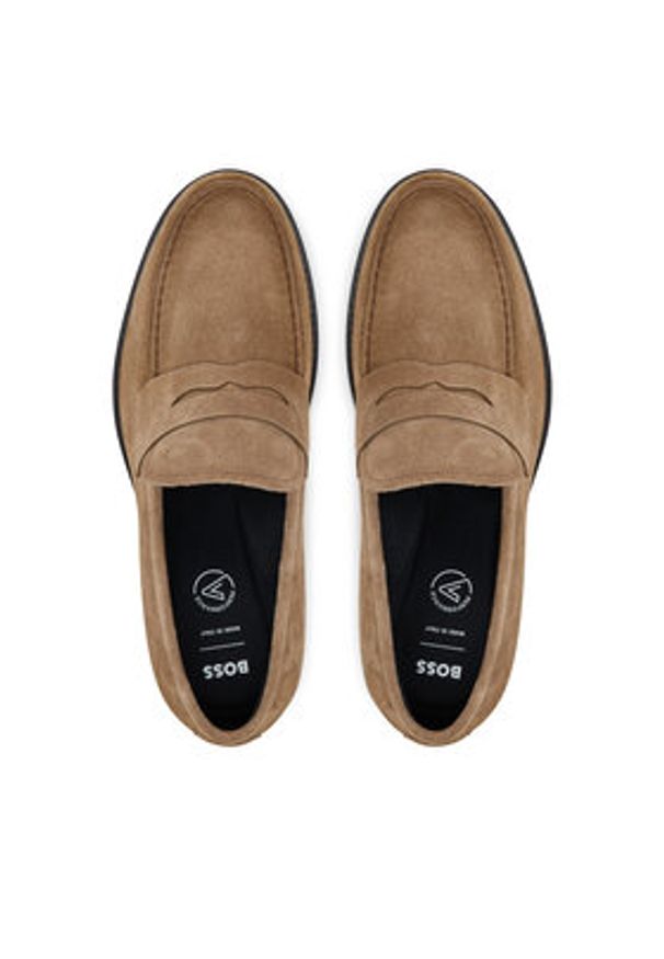 BOSS Mokasyny Dressletic 50546911 Beżowy. Kolor: beżowy. Materiał: zamsz, skóra