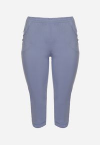 Born2be - Niebieskie Spodnie z Wiskozą Ozdobione Kieszeniami Liranta. Okazja: na co dzień. Kolor: niebieski. Materiał: wiskoza. Wzór: aplikacja. Styl: klasyczny, casual #4