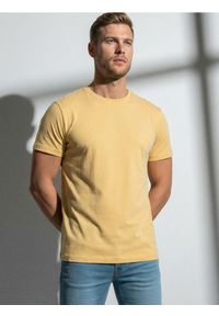 Sinsay - Bawełniana koszulka basic - żółty. Kolor: żółty. Materiał: bawełna