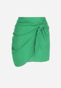 Born2be - Zielony 2-częściowy Komplet z Bluzką i Spódnicą Zdobionych Wiązaniem Elistra. Kolor: zielony. Wzór: aplikacja #7