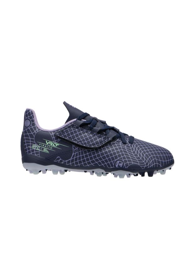 KIPSTA - Buty do piłki nożnej dla dzieci Kipsta Viralto I Easy MG/AG Mgławica na rzepy. Zapięcie: rzepy. Materiał: syntetyk. Szerokość cholewki: normalna. Sport: piłka nożna