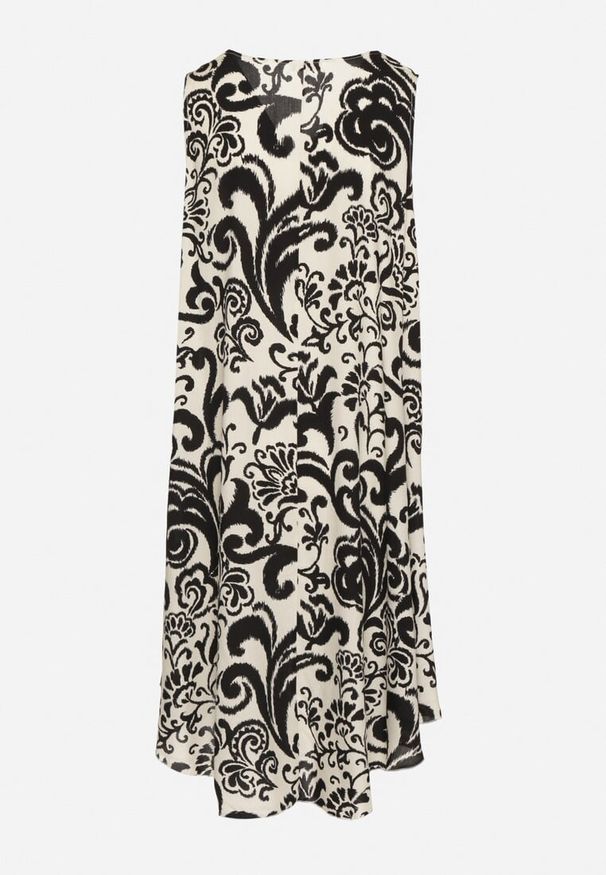 Born2be - Czarna Bawełniana Sukienka ze Wzorem Paisley Zirelia. Okazja: na co dzień. Typ kołnierza: dekolt w serek. Kolor: czarny. Materiał: bawełna. Wzór: paisley. Sezon: lato. Styl: casual