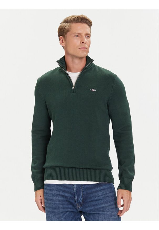 GANT - Gant Sweter 8030170 Zielony Regular Fit. Kolor: zielony. Materiał: bawełna