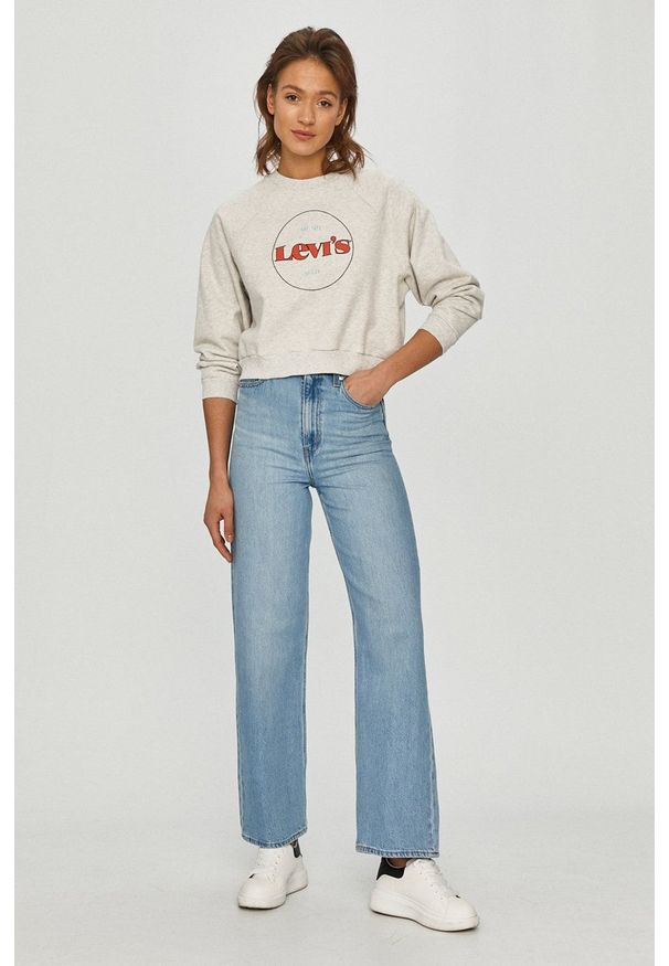 Levi's® - Levi's - Bluza bawełniana. Okazja: na spotkanie biznesowe, na co dzień. Kolor: szary. Materiał: bawełna. Długość rękawa: długi rękaw. Długość: długie. Wzór: nadruk. Styl: casual, biznesowy