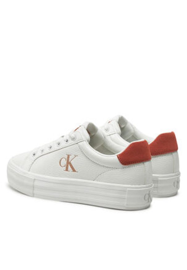 Calvin Klein Jeans Sneakersy Bold Vulc Flatf Low Lth Ml YW0YW01669 Biały. Kolor: biały. Materiał: skóra