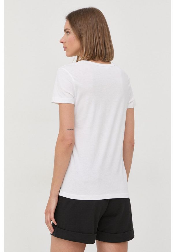 Love Moschino t-shirt bawełniany kolor biały. Okazja: na co dzień. Kolor: biały. Materiał: bawełna. Długość rękawa: krótki rękaw. Długość: krótkie. Styl: casual