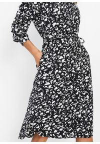 Sukienka szmizjerka bonprix czarno-biały z nadrukiem. Kolor: czarny. Wzór: nadruk. Typ sukienki: szmizjerki #5