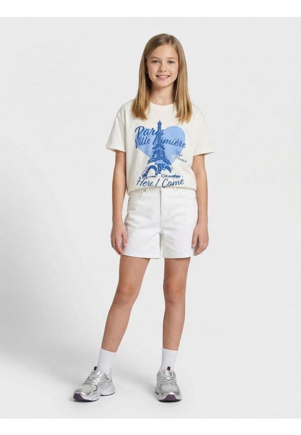 Sinsay - Szorty jeansowe - kremowy. Kolor: kremowy. Materiał: jeans