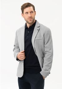 Volcano - Dzianinowa marynarka jednorzędowa JB-BOND. Okazja: na co dzień. Kolor: szary. Materiał: dzianina. Styl: klasyczny, casual, sportowy #1