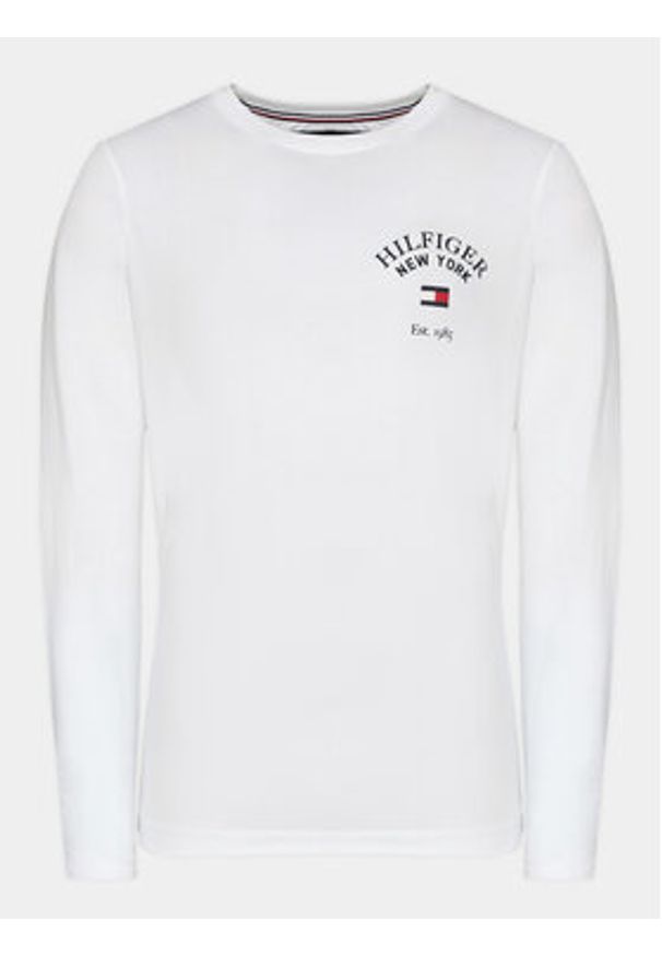 TOMMY HILFIGER - Tommy Hilfiger Longsleeve Arch Varsity MW0MW34252 Biały Regular Fit. Kolor: biały. Materiał: bawełna. Długość rękawa: długi rękaw