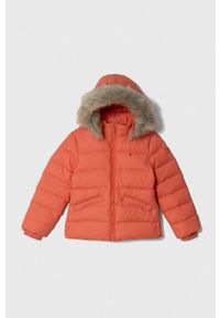 TOMMY HILFIGER - Tommy Hilfiger kurtka puchowa dziecięca kolor pomarańczowy. Okazja: na co dzień. Kolor: pomarańczowy. Materiał: puch. Styl: casual #1
