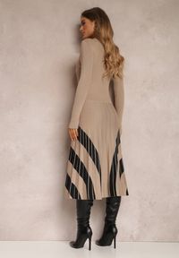 Renee - Beżowa Sukienka z Wiskozy z Plisowanym Dołem Dikire. Kolor: beżowy. Materiał: wiskoza #3