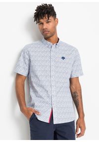 bonprix - Koszula z krótkim rękawem, z czystej bawełny. Kolor: biały. Materiał: bawełna. Długość rękawa: krótki rękaw. Długość: krótkie. Wzór: nadruk, haft #1