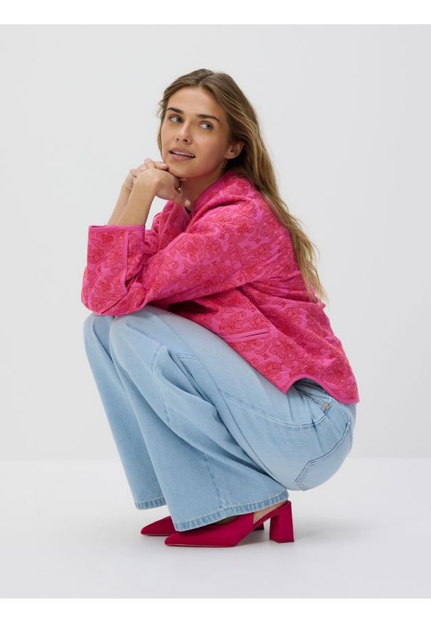 Reserved - Czółenka z odkrytą piętą - fuksja. Kolor: różowy. Materiał: zamsz