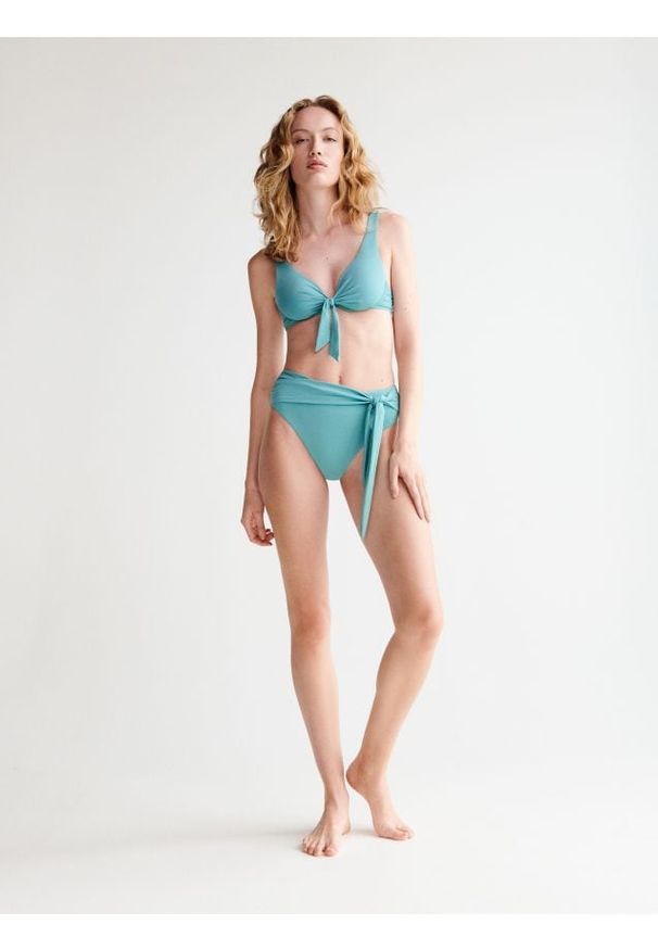 Reserved - Dół bikini z wysokim stanem - morski. Stan: podwyższony. Kolor: morski