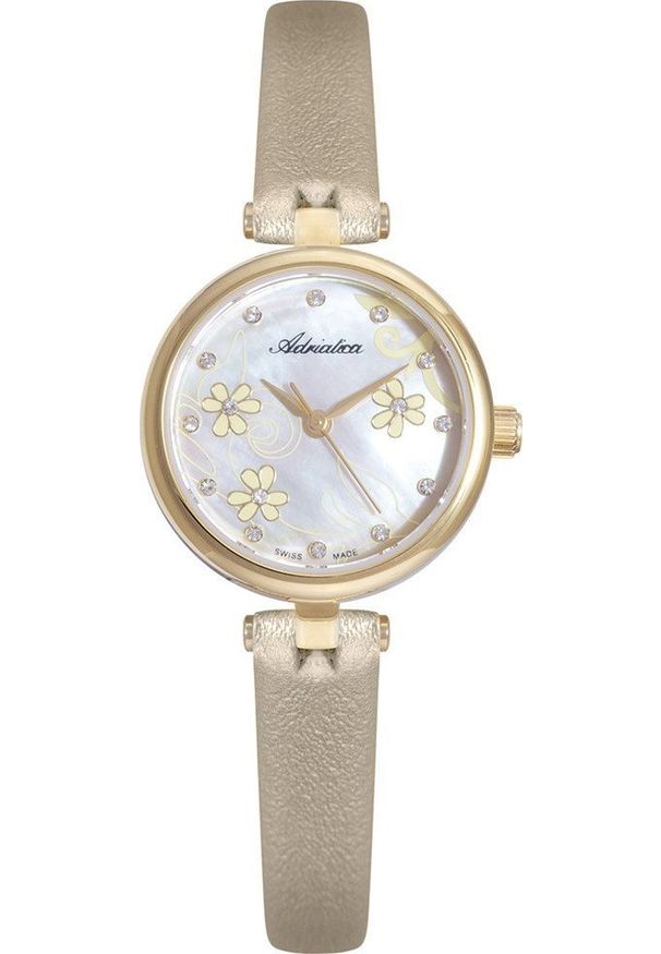 Zegarek Adriatica Zegarek damski Adriatica A3514.1D4SQ CYRKONIE złoty. Kolor: złoty