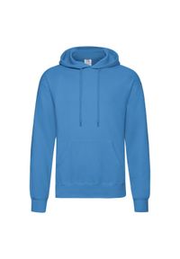 FRUIT OF THE LOOM - Męska Klasyczna Bluza Z Kapturem. Typ kołnierza: kaptur. Kolor: niebieski