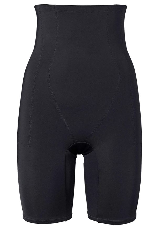 bonprix - Spodnie modelujące, silny stopień modelowania sylwetki. Kolor: czarny. Materiał: skóra, materiał