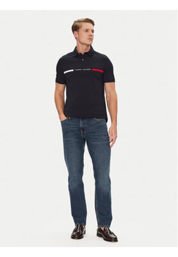 TOMMY HILFIGER - Tommy Hilfiger Polo Chest Insert MW0MW38130 Granatowy Regular Fit. Typ kołnierza: polo. Kolor: niebieski. Materiał: bawełna