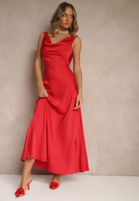 Renee - Czerwona Taliowana Sukienka Vices Wiązana przy Karku Zinvea. Okazja: na co dzień. Kolor: czerwony. Typ sukienki: proste. Styl: elegancki, casual #5