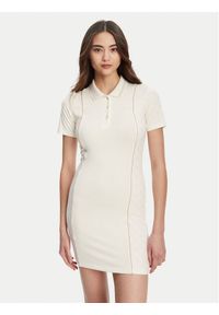 Guess Sukienka dzianinowa V5YK00 KCX12 Écru Regular Fit. Materiał: wiskoza