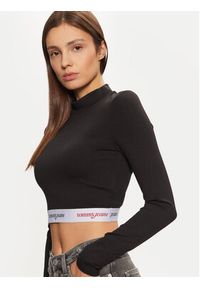 Tommy Jeans Bluzka DW0DW19510 Czarny Slim Fit. Kolor: czarny. Materiał: syntetyk, wiskoza #3