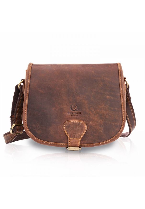 Listonoszka skórzana PAOLO PERUZZI T-39-BR brązowa. Kolor: brązowy. Sezon: zima, wiosna, lato. Materiał: skórzane. Styl: klasyczny, casual, vintage. Rodzaj torebki: na ramię