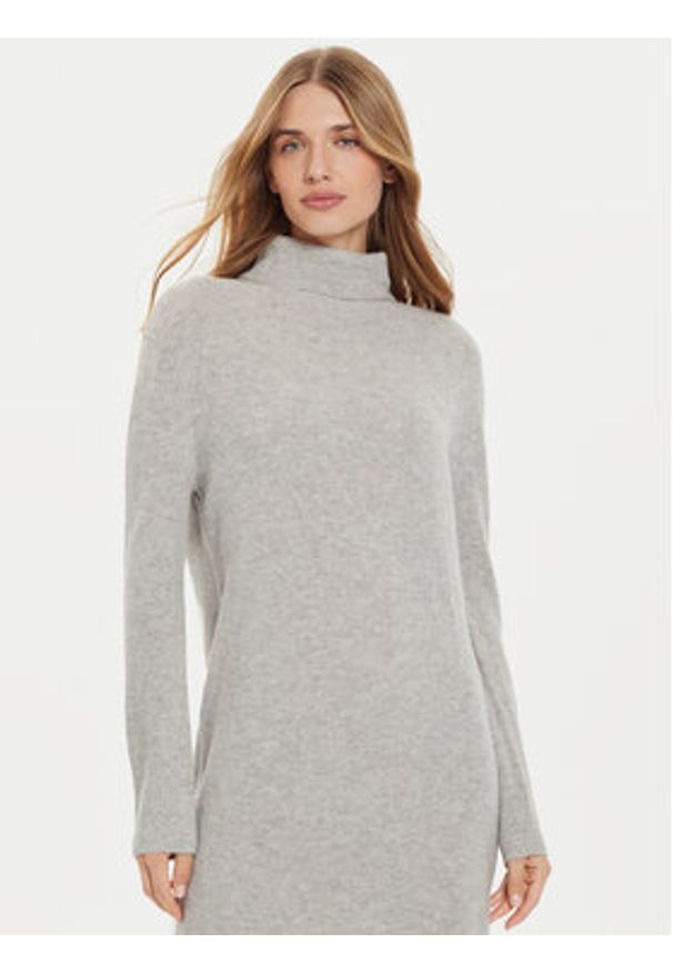 TOMMY HILFIGER - Tommy Hilfiger Sukienka dzianinowa WW0WW43080 Szary Regular Fit. Kolor: szary. Materiał: wełna