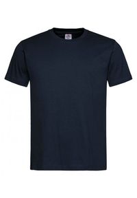 Stedman - Ciemny Granatowy Bawełniany T-Shirt Męski Bez Nadruku STEDMAN Koszulka, Krótki Rękaw, Basic, U-neck. Okazja: na co dzień. Kolor: niebieski. Materiał: bawełna. Długość rękawa: krótki rękaw. Długość: krótkie. Styl: casual #1