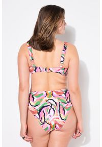 ULLA POPKEN - Damski Top od bikini miękkie miseczki kolorowy nadruk. Kolekcja: plus size. Kolor: biały. Materiał: poliester, elastan, poliamid, materiał. Wzór: kolorowy, nadruk