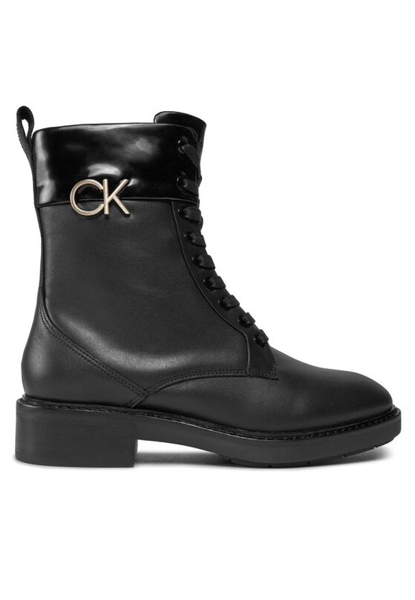 Calvin Klein Trapery Rubber Sole Combat Boot W/Hw HW0HW01717 Czarny. Kolor: czarny. Materiał: skóra