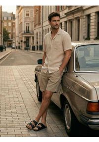 Sinsay - Koszula z domieszką lnu - beżowy. Kolor: beżowy. Materiał: len #1