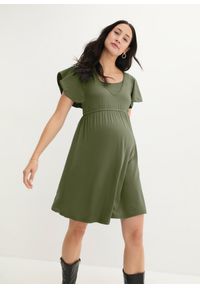 bonprix - Sukienka ciążowa i do karmienia z dżerseju. Kolekcja: moda ciążowa. Kolor: zielony. Materiał: jersey