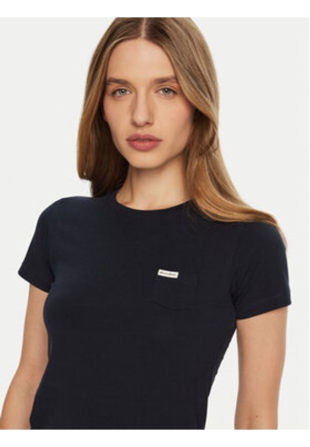 Guess Jeans T-Shirt W5RI52 J1314 Granatowy Slim Fit. Kolor: niebieski. Materiał: bawełna