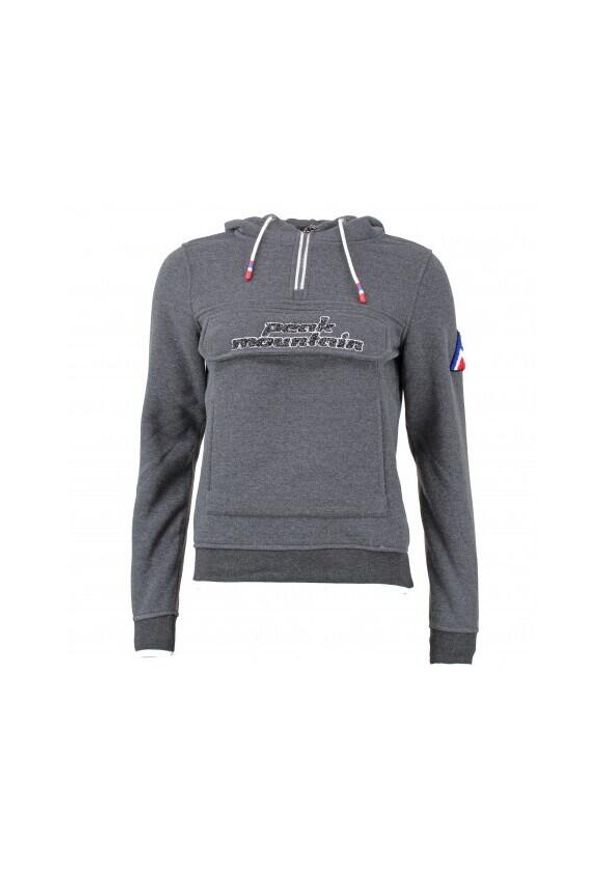 PEAK MOUNTAIN - Damska bluza polarowa z kapturem Peak Mountain Aflow. Typ kołnierza: kaptur. Kolor: szary. Materiał: polar. Sezon: zima. Sport: narciarstwo