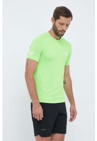 EA7 Emporio Armani t-shirt męski kolor zielony gładki. Kolor: zielony. Materiał: dzianina. Długość rękawa: krótki rękaw. Długość: krótkie. Wzór: gładki. Styl: sportowy, klasyczny #5
