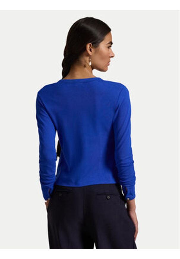 Polo Ralph Lauren Kardigan 211941175007 Niebieski Slim Fit. Typ kołnierza: polo. Kolor: niebieski. Materiał: bawełna