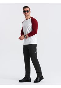 Ombre Clothing - Spodnie męskie z kieszeniami cargo i ściągaczem na dole nogawki - czarne V5 OM-PACG-0189 - XXL. Kolor: czarny. Materiał: bawełna, elastan #8