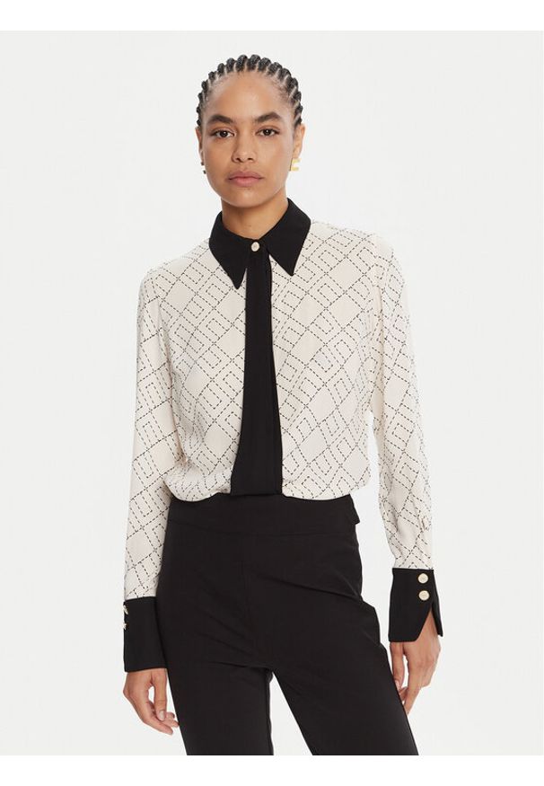 Elisabetta Franchi Koszula CA-104-56E2-V320 Biały Regular Fit. Kolor: biały. Materiał: wiskoza