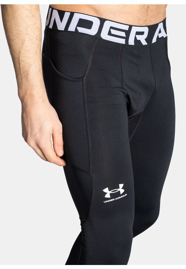 Legginsy treningowe męskie czarne Under Armour ColdGear Leggings. Kolor: czarny. Materiał: elastan. Wzór: jednolity