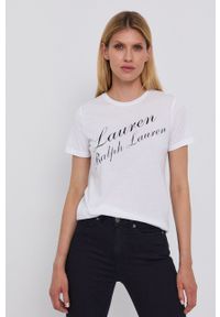 Lauren Ralph Lauren T-shirt damski kolor biały. Okazja: na co dzień. Kolor: biały. Materiał: dzianina. Wzór: nadruk. Styl: casual #4