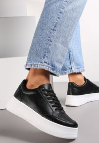 Born2be - Czarne Sneakersy na Platformie Agnenia. Kolor: czarny. Obcas: na platformie #1